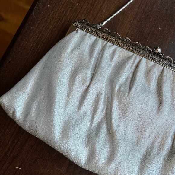 1950s 1960s Ande Silver Metallic Purse Vintage Silver Evening Bag Vintage Clutch - Picture 14 of 16